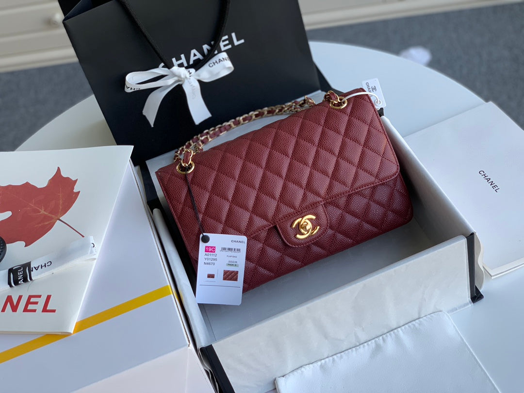 flap bag medium 25 wine caviar ghw
