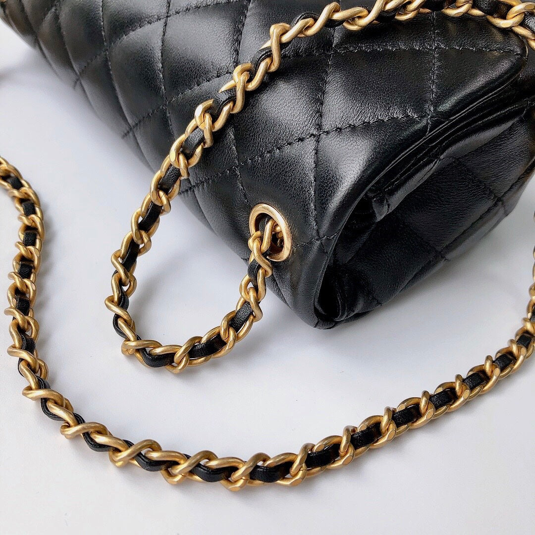 CC Crush Mini Rectangular Flap Bag Black Lambskin