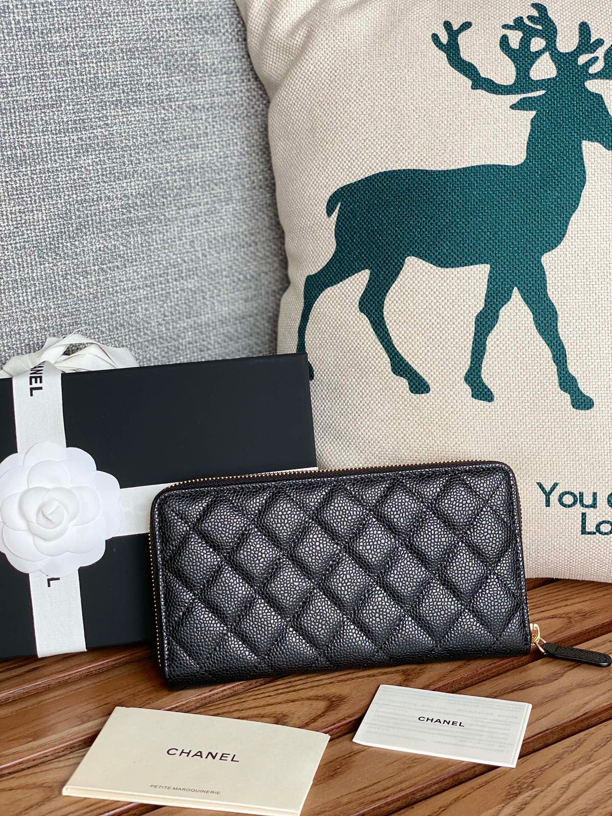 CC Zippy Long Wallet 19.5cm Black Caviar GHW 223945