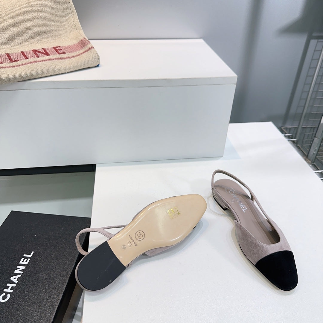 CC 25 SlingBack Flat 20mm Grey Black Suede 388462
