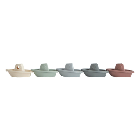 Mushie Stackable Bath Boats Toy (Original) | Floating Bathtub Toys For Baby & Toddler, Set Of 5 | Made In Denmark