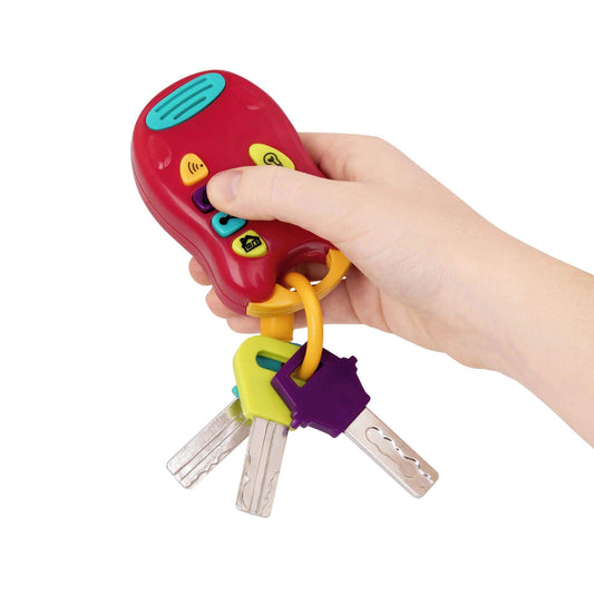 Battat Toy Car Keys Set - 3 Keys & Remote with Sounds, Mini Flashlight, Red - 6 x 1.25 x 7.5 inches, For Baby & Toddler