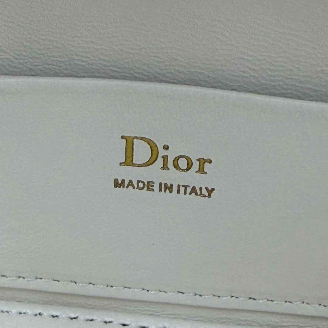 CD Mini Cosmetic Bag Ivory Cannage Quited Lambskin