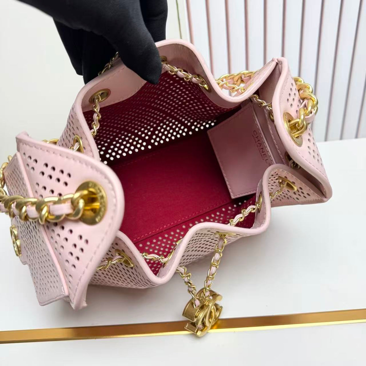 CC 26s Small Handbag 22cm Light Pink Perforated Calfskin