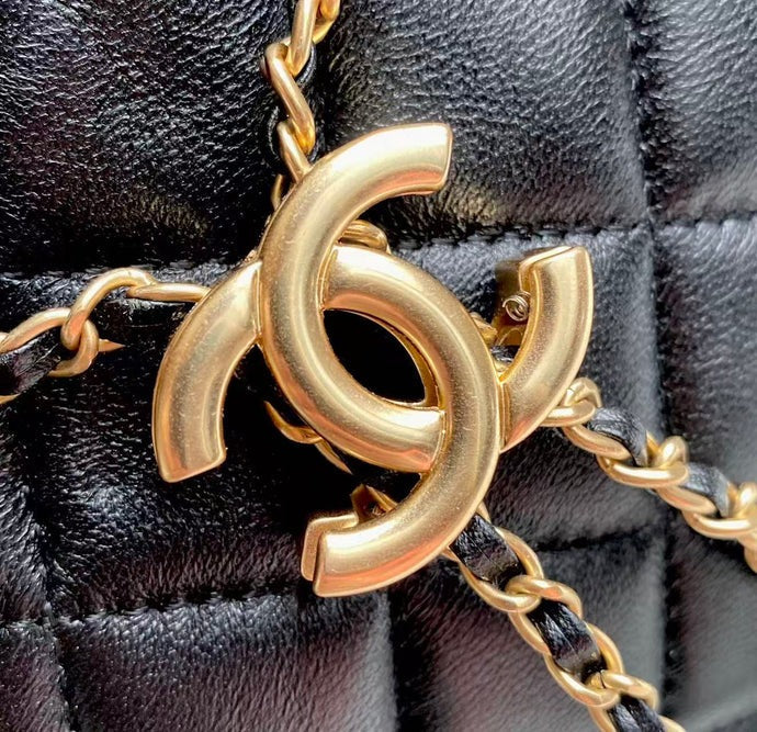 Chanel Bucket Bag 24cm Black Lambskin
