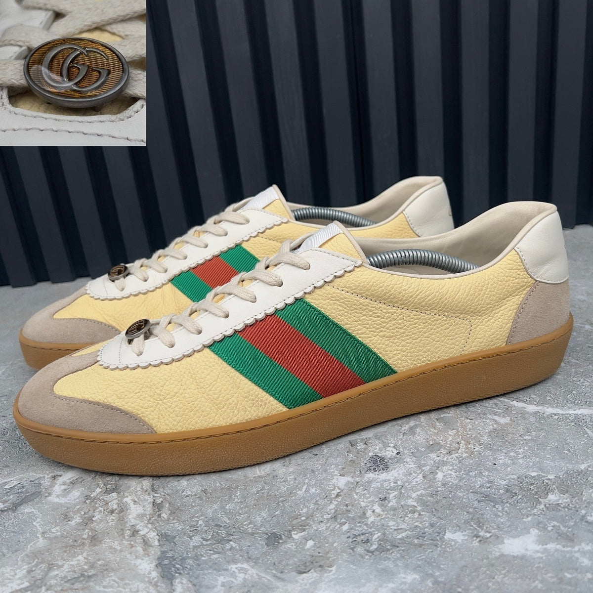 GG G74 Sneakers Taupe Suede Yellow Leather