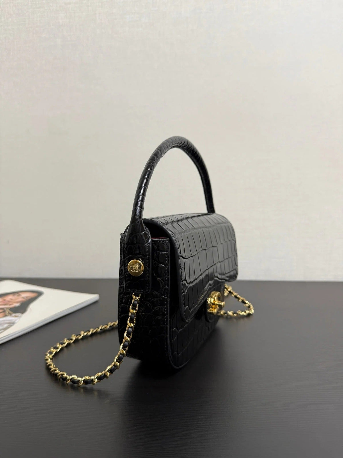 Chanel 2026 Crocodile Embossed Flap Bag 19.5cm Calfskin