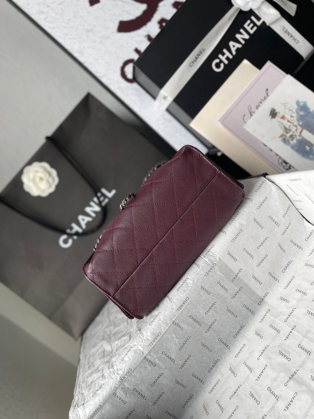 CC 26c Hobo Bag 22cm Burgundy Caviar Leather Gun Hardware