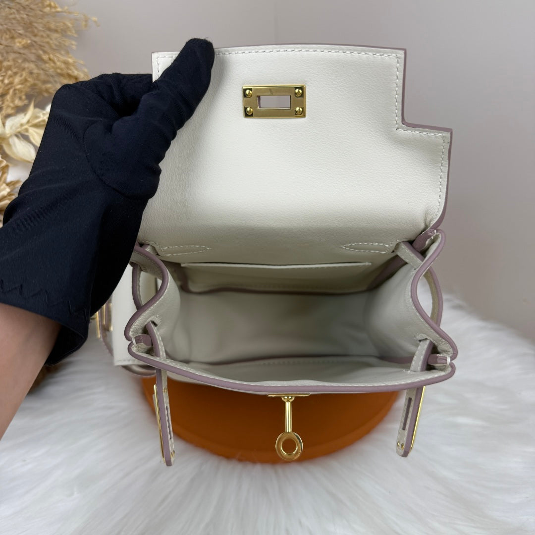 HM Kelly Jump Backpack White Cowhide Gold Hardware 270036