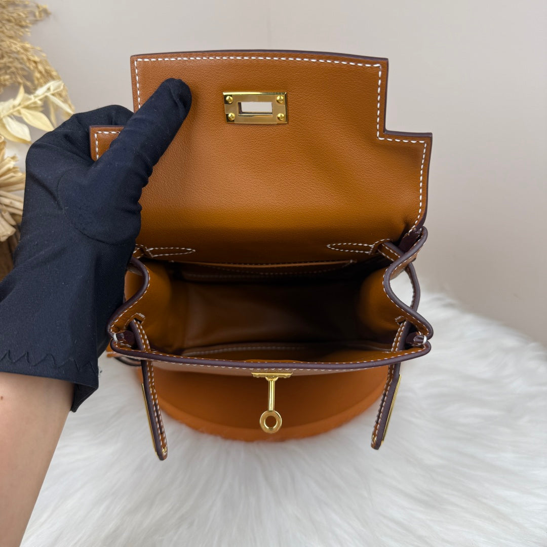 HM Kelly Jump Backpack Brown Cowhide Gold Hardware 270048