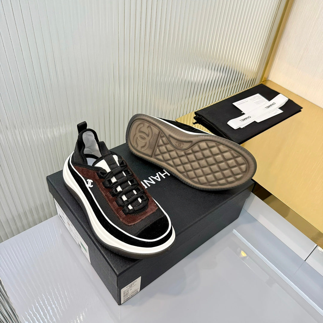 CC 26s Casual Sneakers Black Brown Suede Mesh 928045