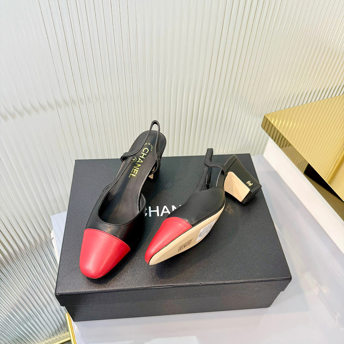 CC 26 Slingback High Heel 6.5cm Red Black Lambskin 714024