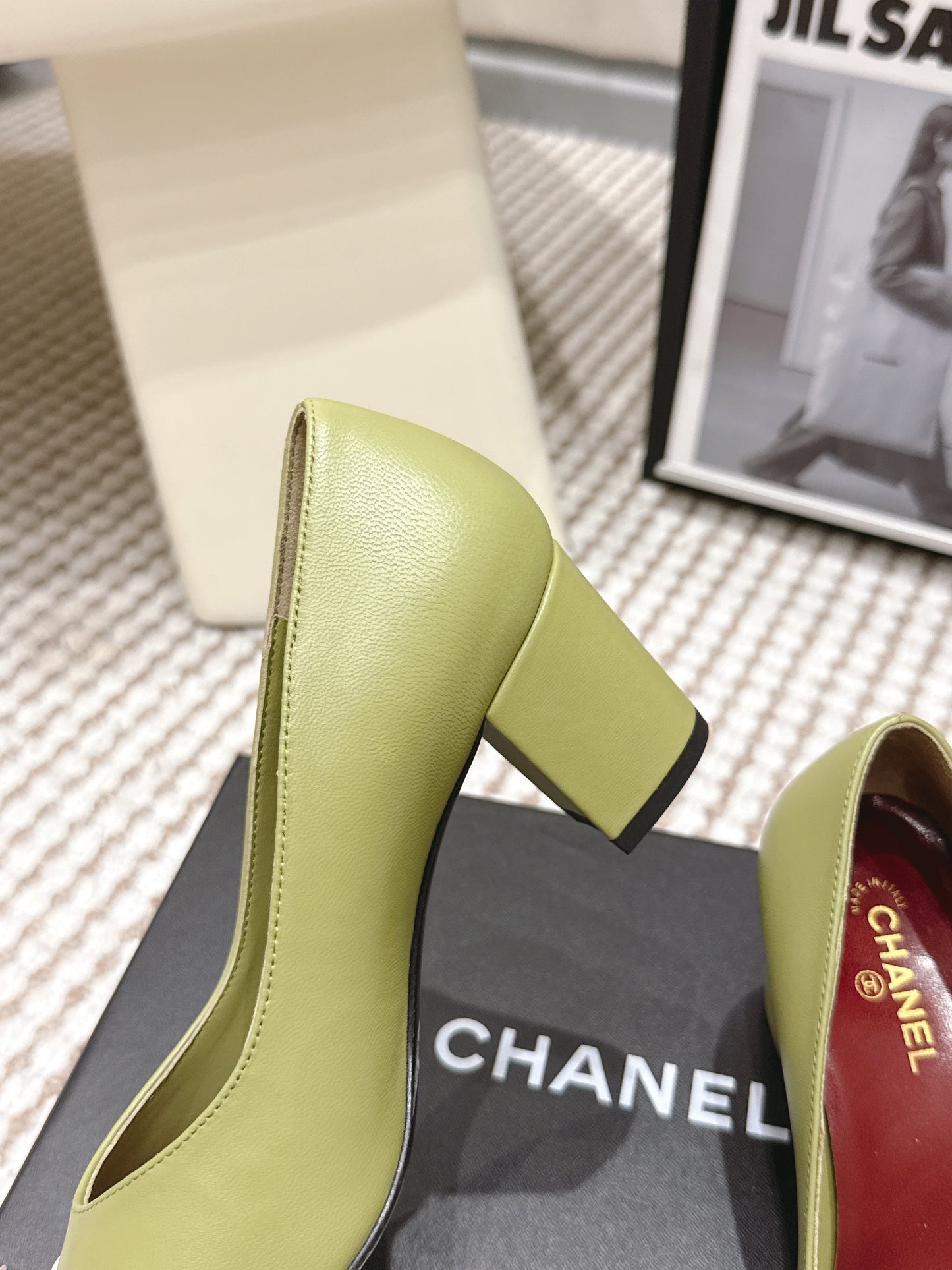 CC 2026 Pump 6cm Green White Lambskin 721421