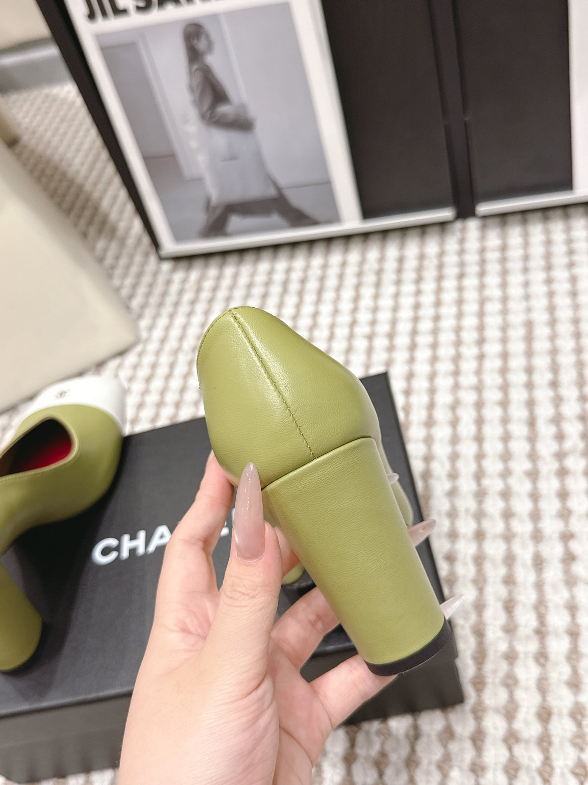 CC 2026 Pump 9cm Green White Lambskin 721426