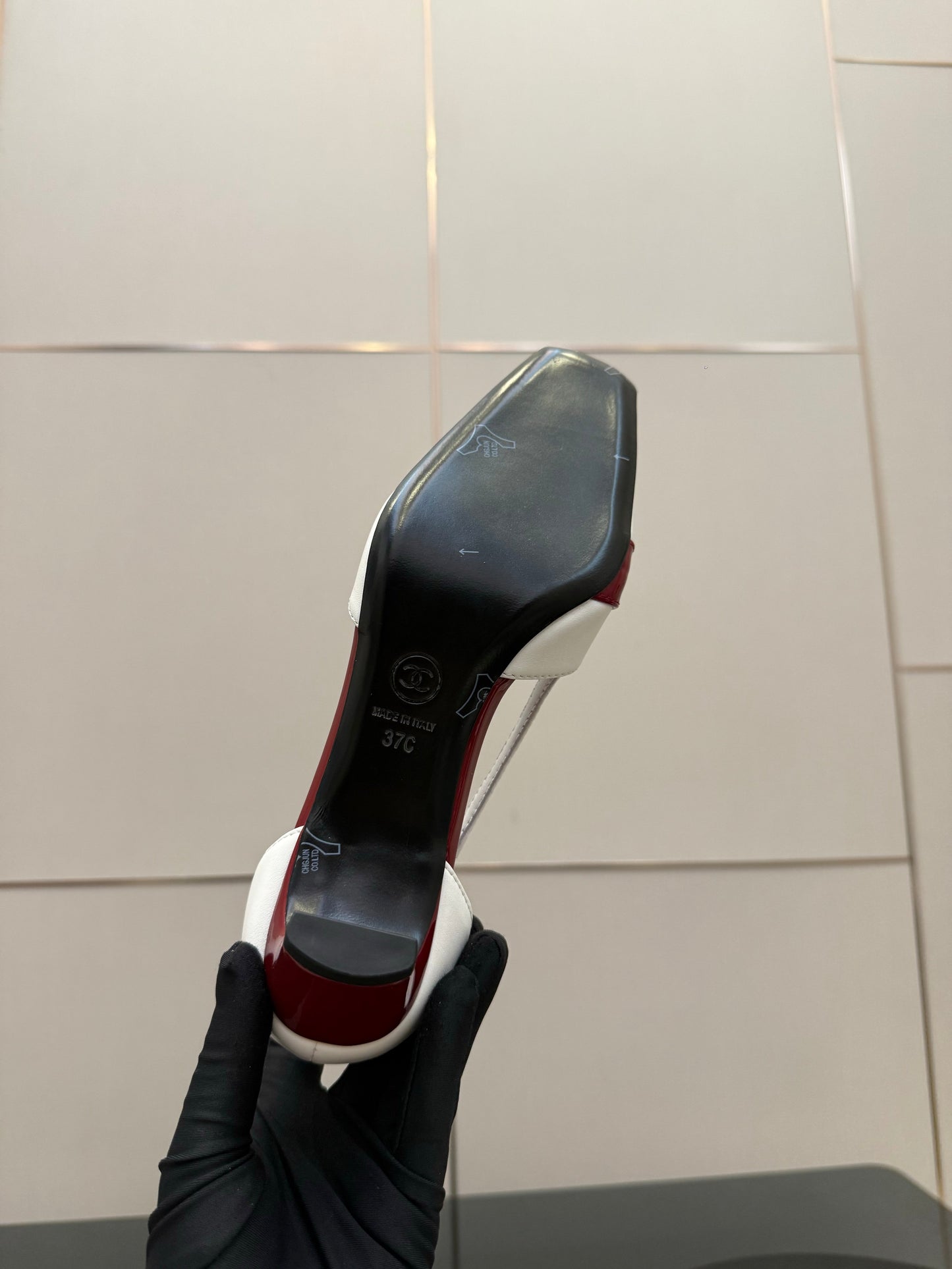 CC 26P Slingback 5cm White Red Patent Leather 791609