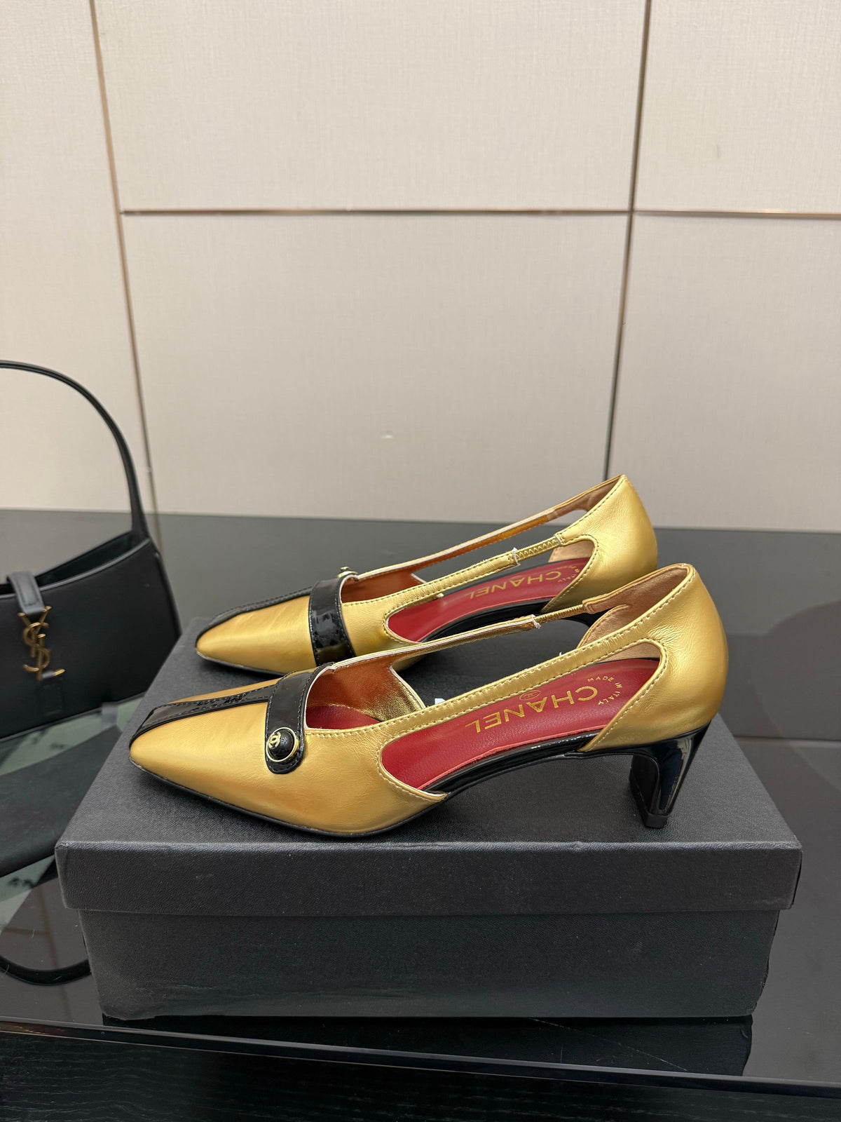 CC 26P Slingback 5cm Gold Black Patent Leather 791612