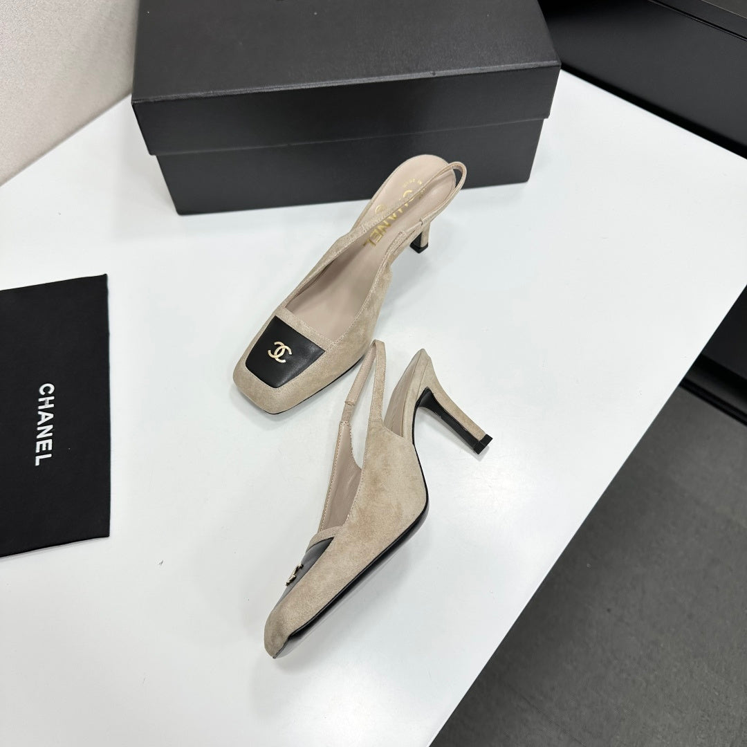 CC Block Slingback Black Khahi Suede 743246