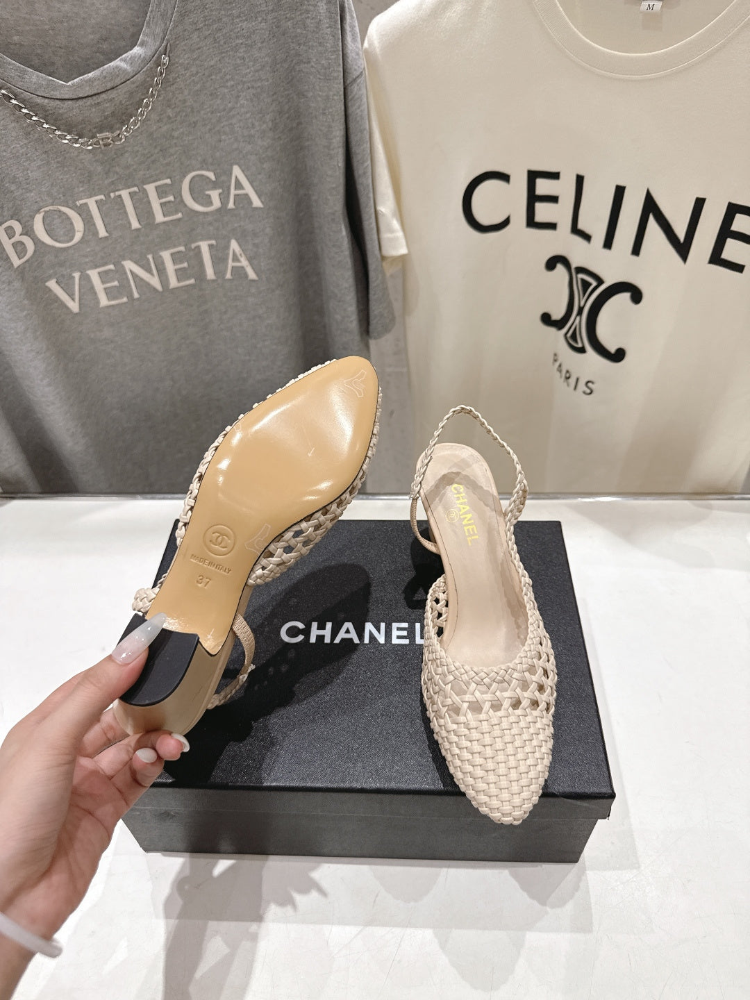 CC 26s Slingback 6.5cm Beige Distinct Woven 888094