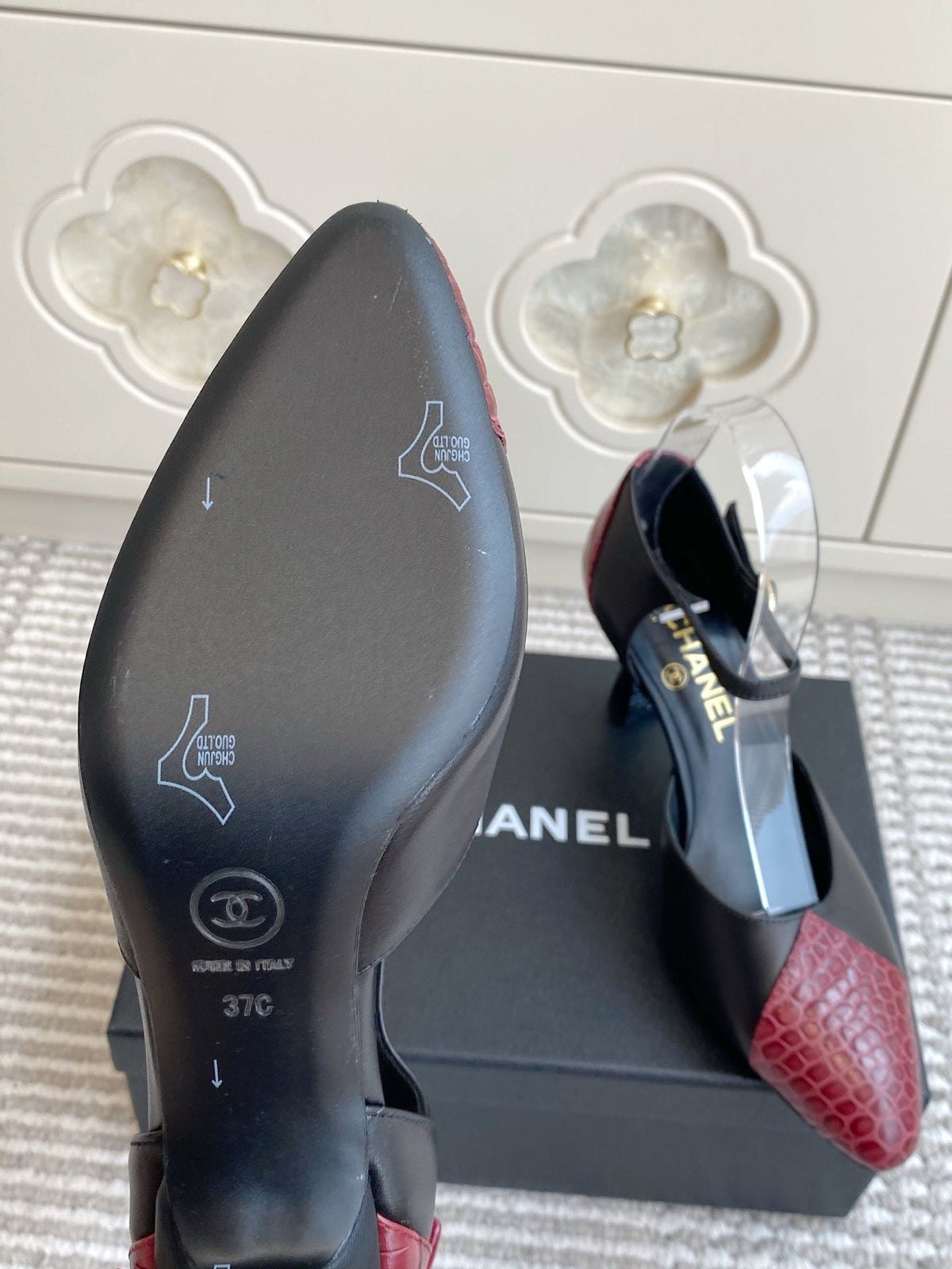 CC 26s Slingback Red Black Embossed Lambskin 909543