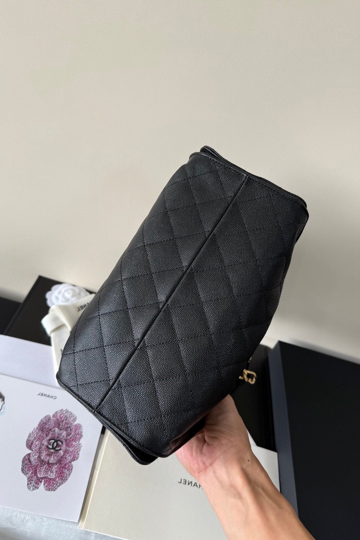 CC 25 Hobo Bag 26cm Black Grained Calfskin Leather GHW 282478