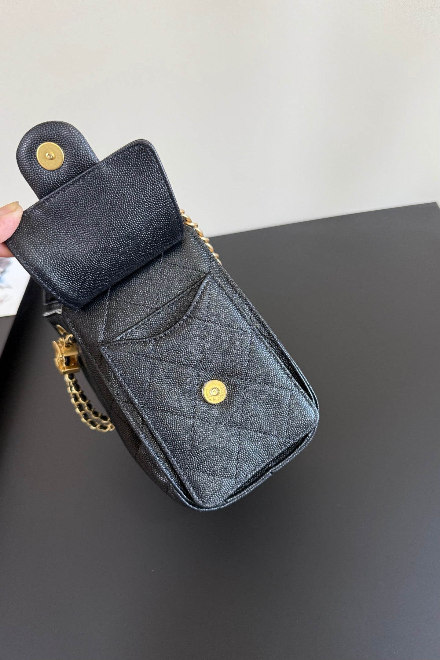 CC 25 Mini Hobo Bag Navy Blue Caviar Leather GHW 282555