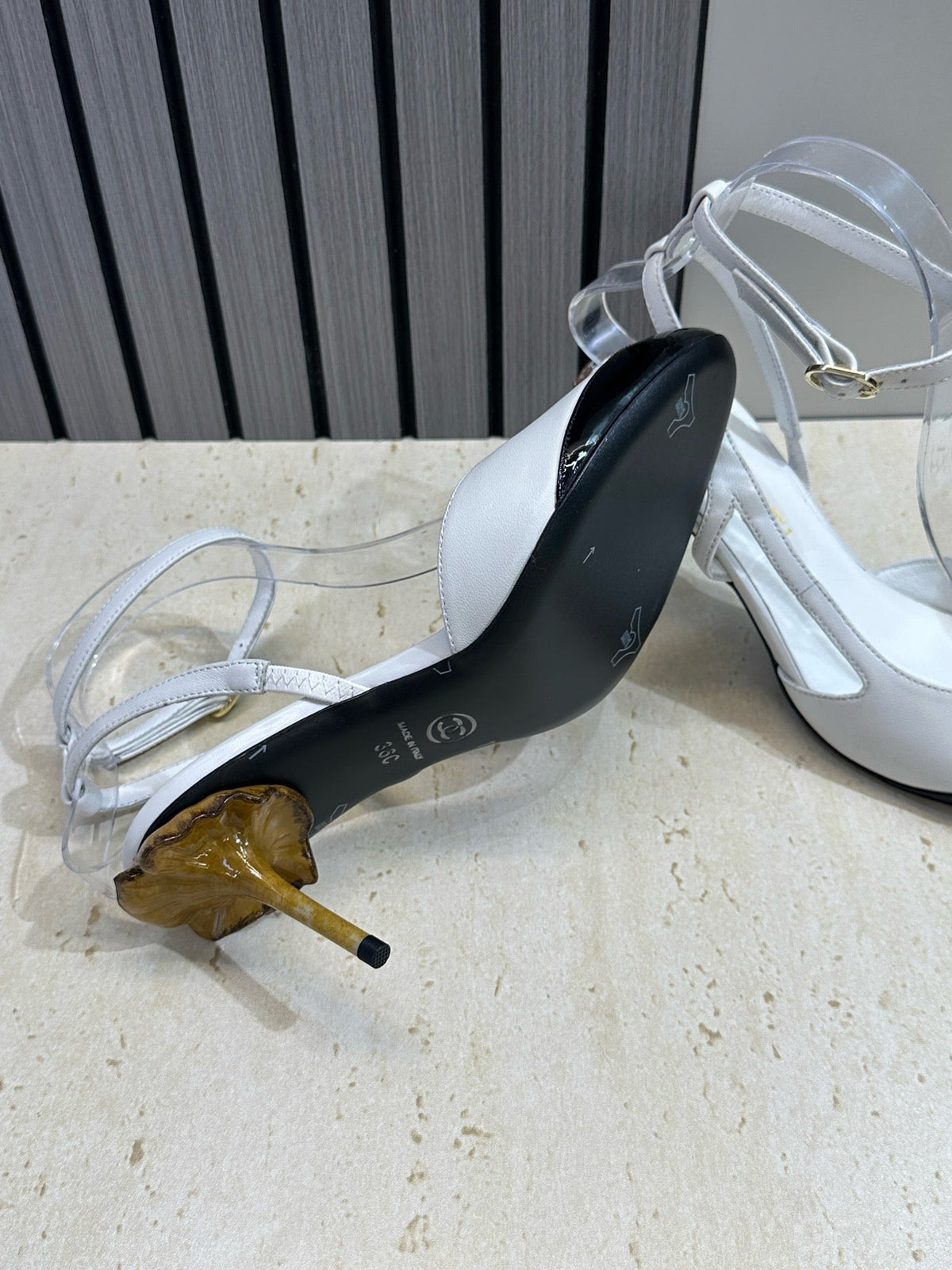 CC 2026 Couture Slingback Mushroom Heels White Patent Leather 787183