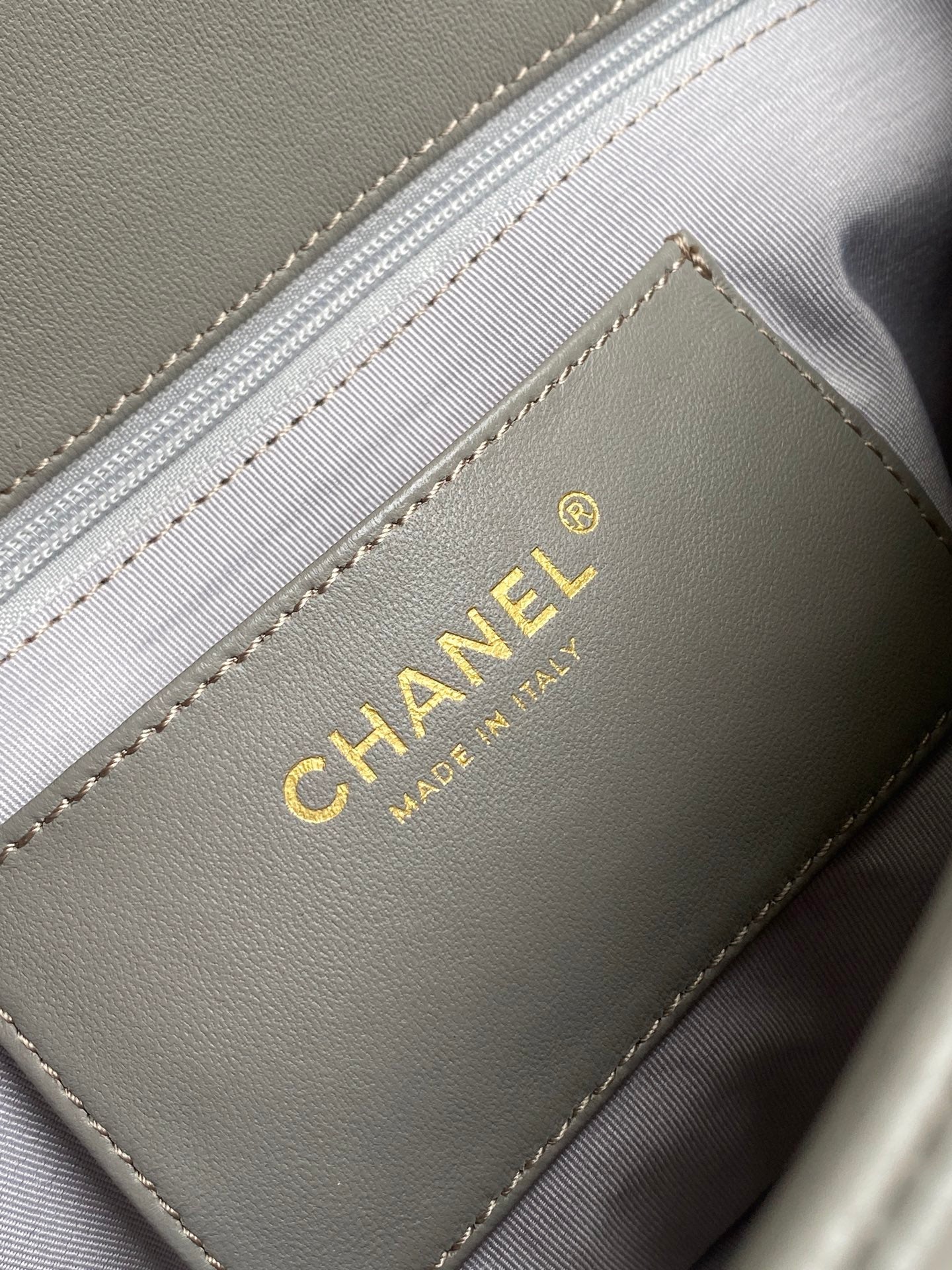 CC 26P AS6112 Flap Bag 25cm Gray Quited Lambskin
