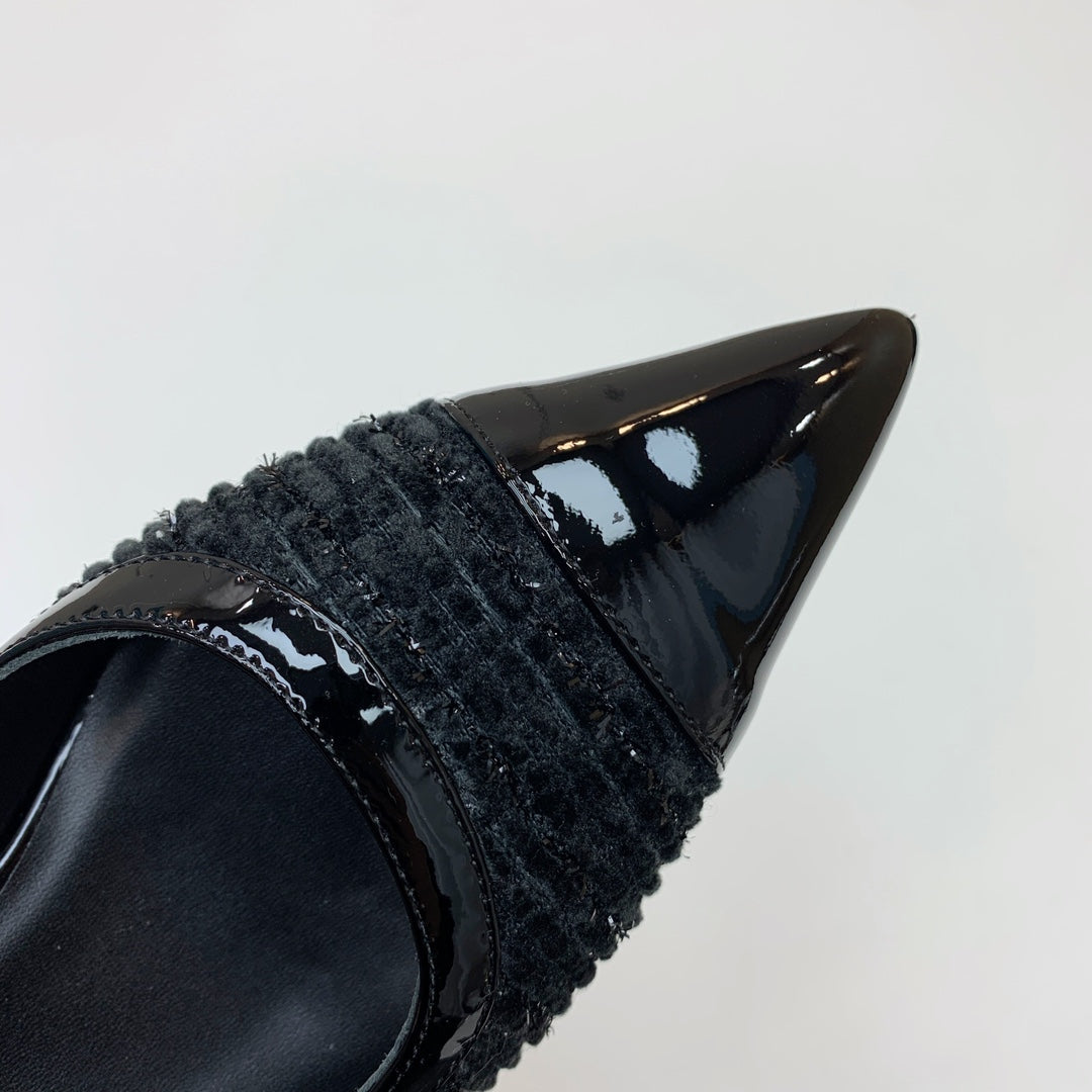 CC 26s Slingback 3.5cm Black Wool Patent Calfskin 792591