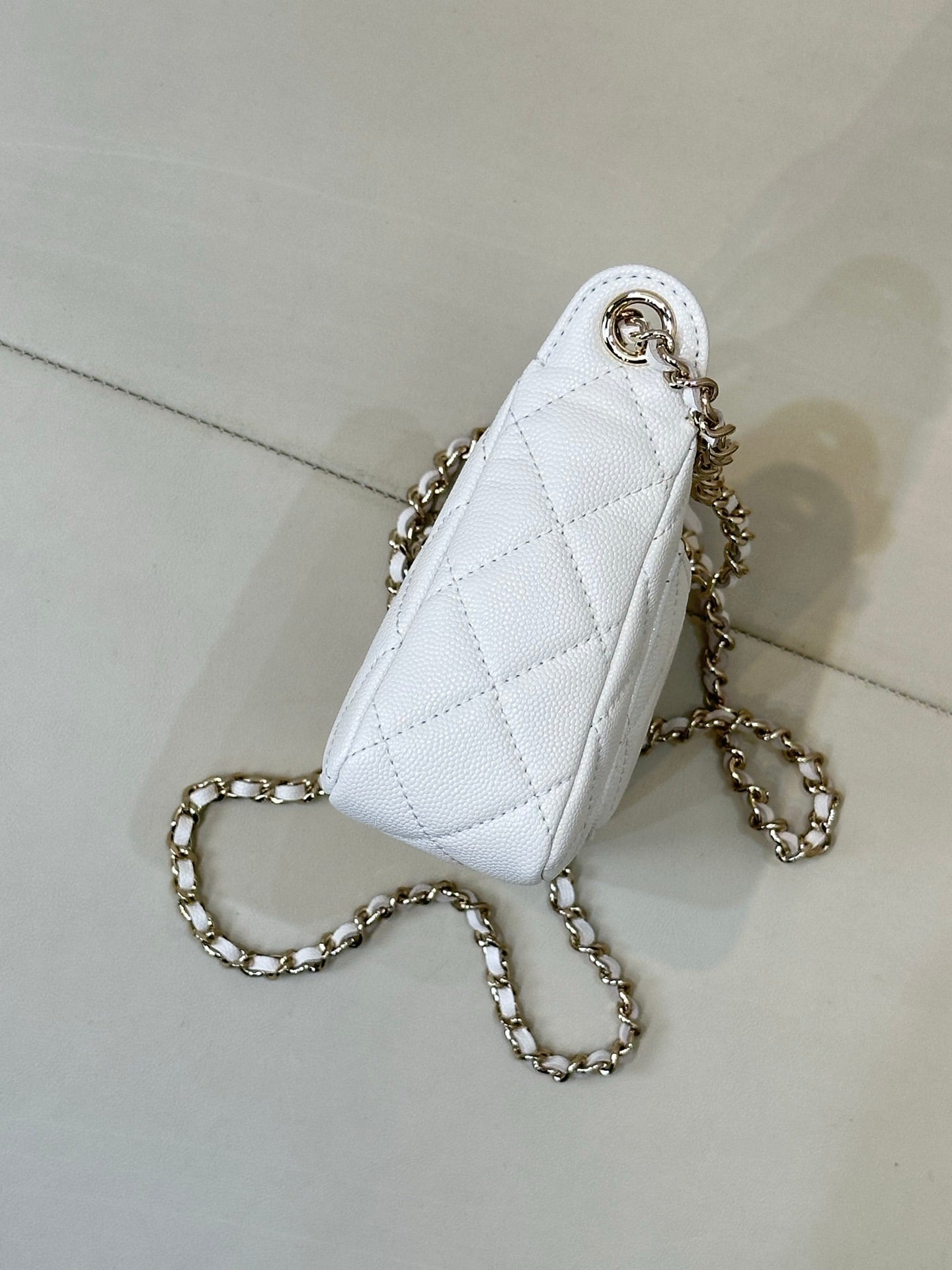 Chanel 26C Hobo Clutch White Caviar Leather
