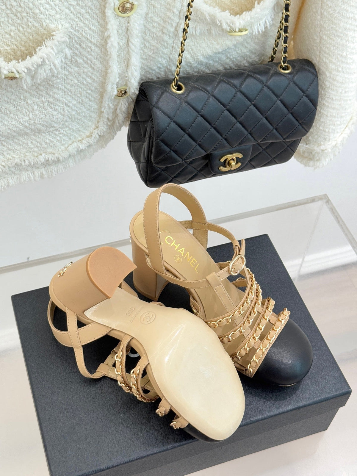 Cruise 25/26 Slingbacks 90mm Black Beige Lambskin