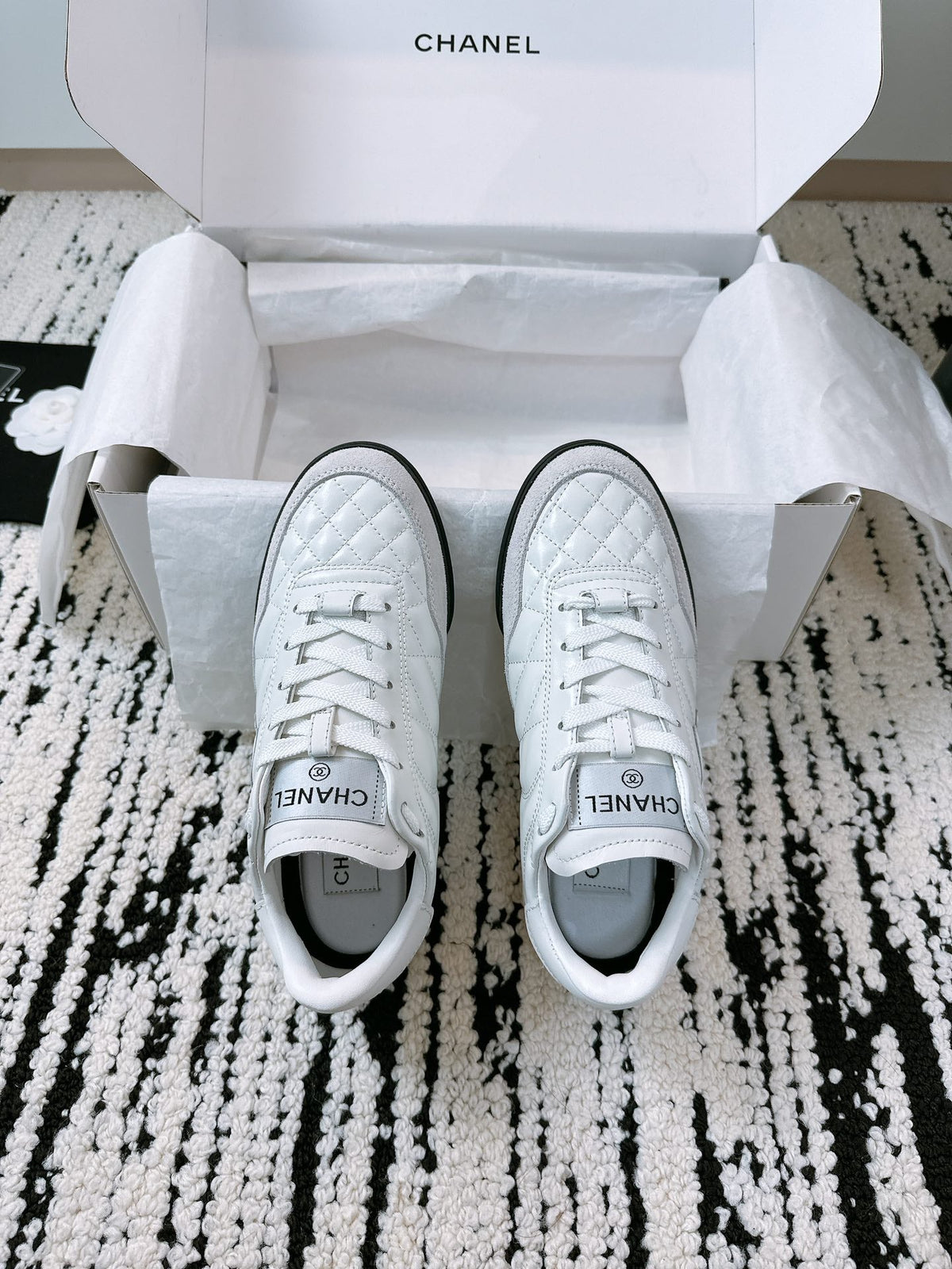 CC Sneaker In White Lambskin Quilted 144679