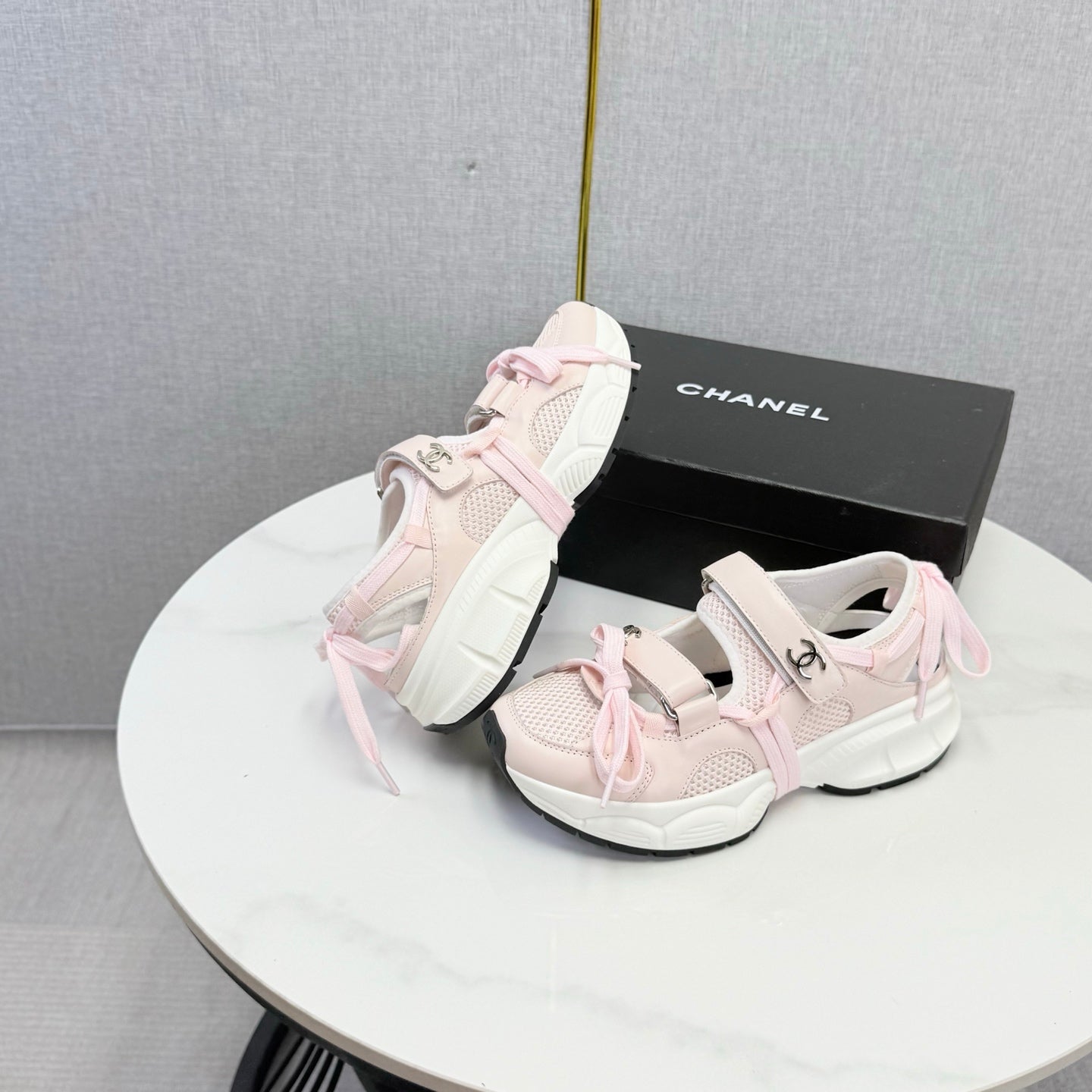 CC 26s Casual Sneakers White Light Pink Mesh Leather 865836