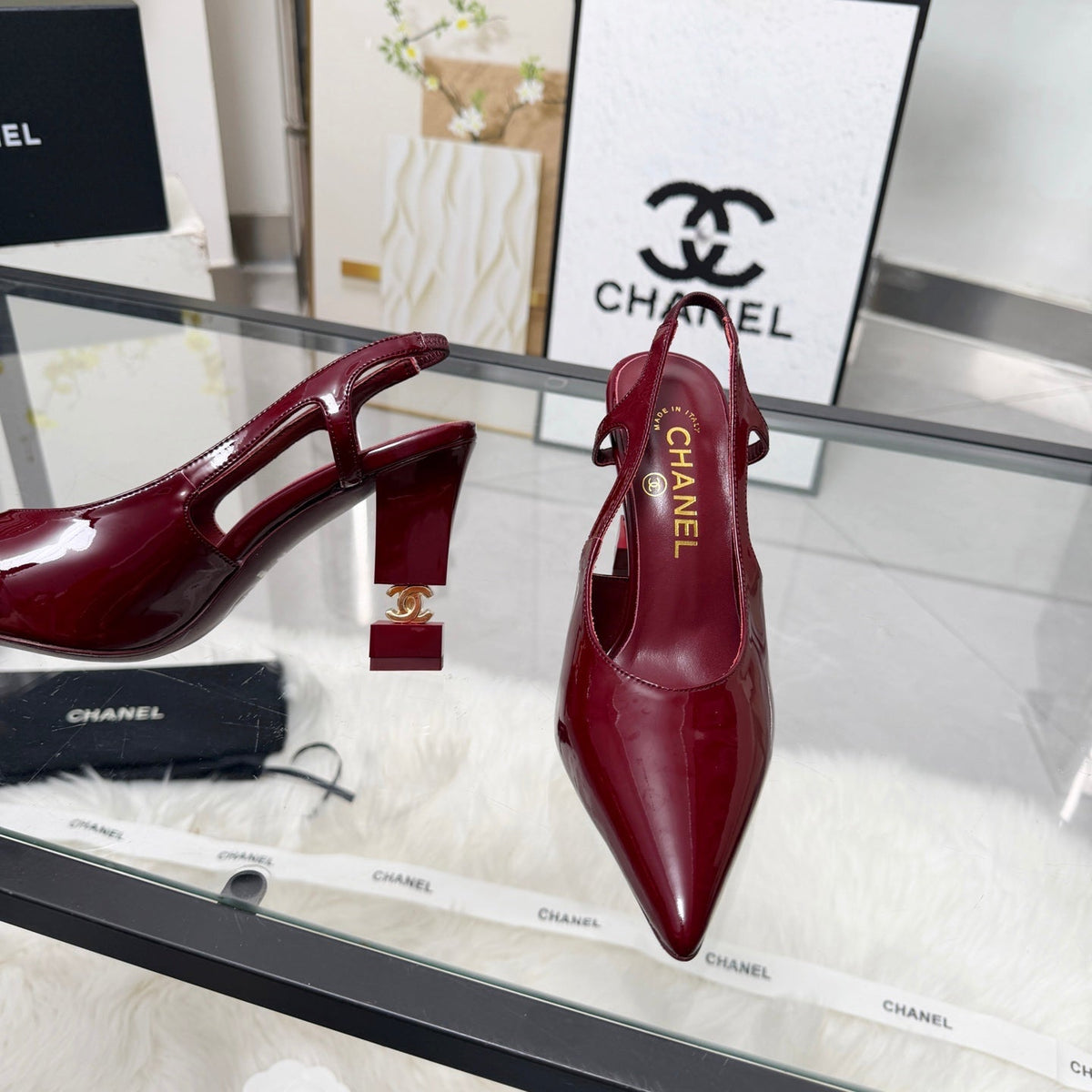CC 26s Slingback 9cm Burgundy Patent Leather 872874