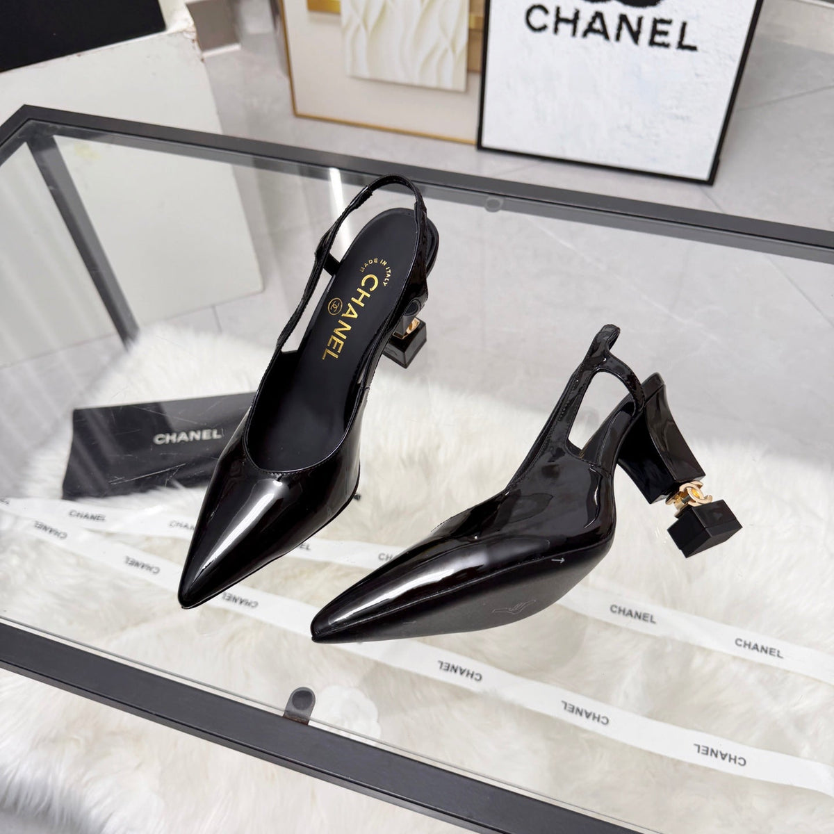 CC 26s Slingback 9cm Black Patent Leather 872875