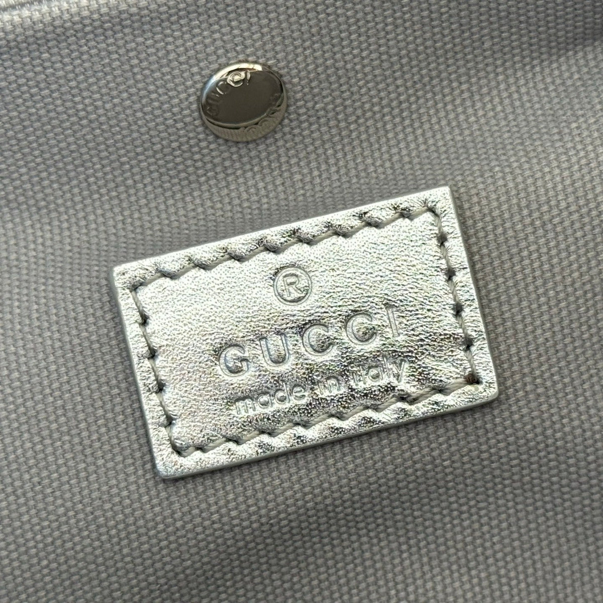 GG Emblem Small Bucket Bag Beige Sliver GG Fabric
