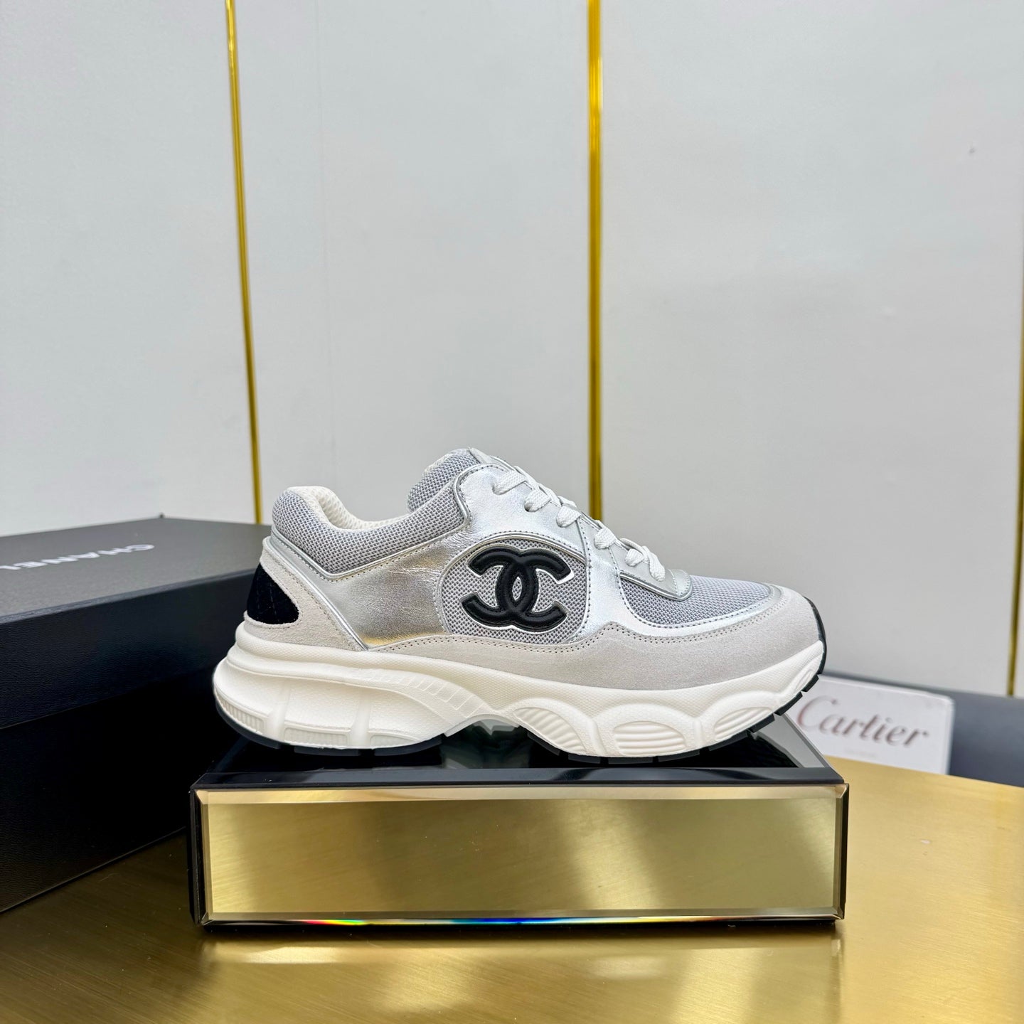 CC 26s Chunky Sneakers Grey Sliver Suede Calfskin 927333
