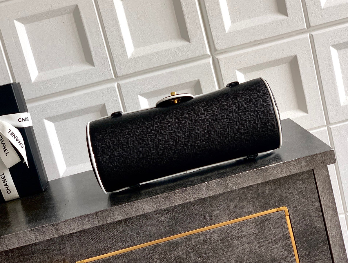 CC Preppy Coco Bowling Bag 30cm Black Caviar Leather