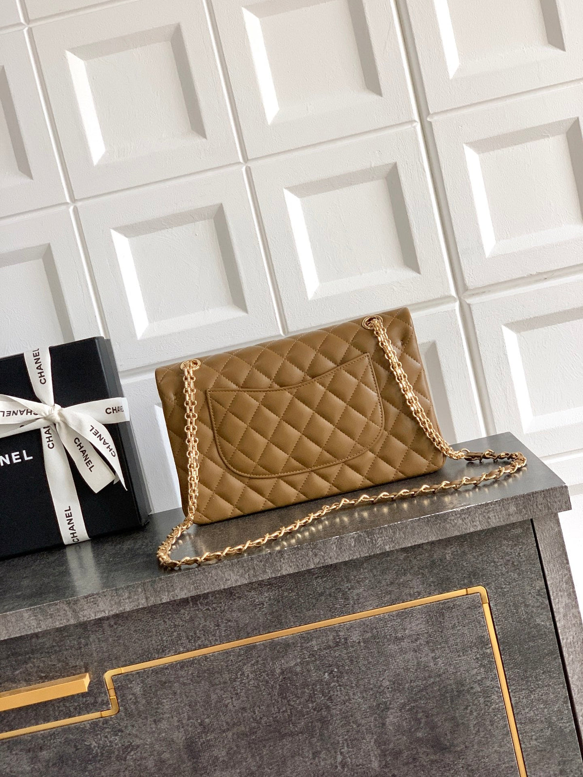 CC Double Flap 2.55 Brown Quited Lambskin