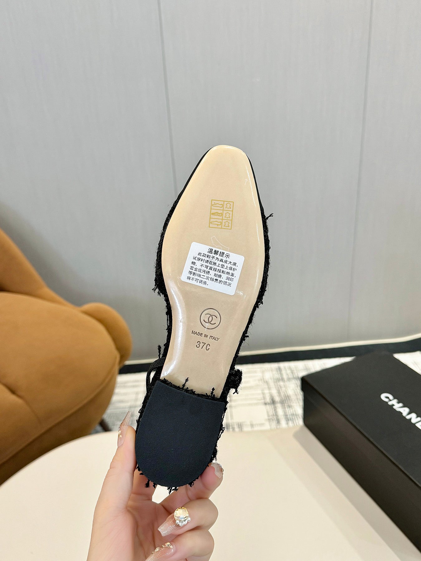 cc 25c slingback flat black tweed black grosgrain 233610