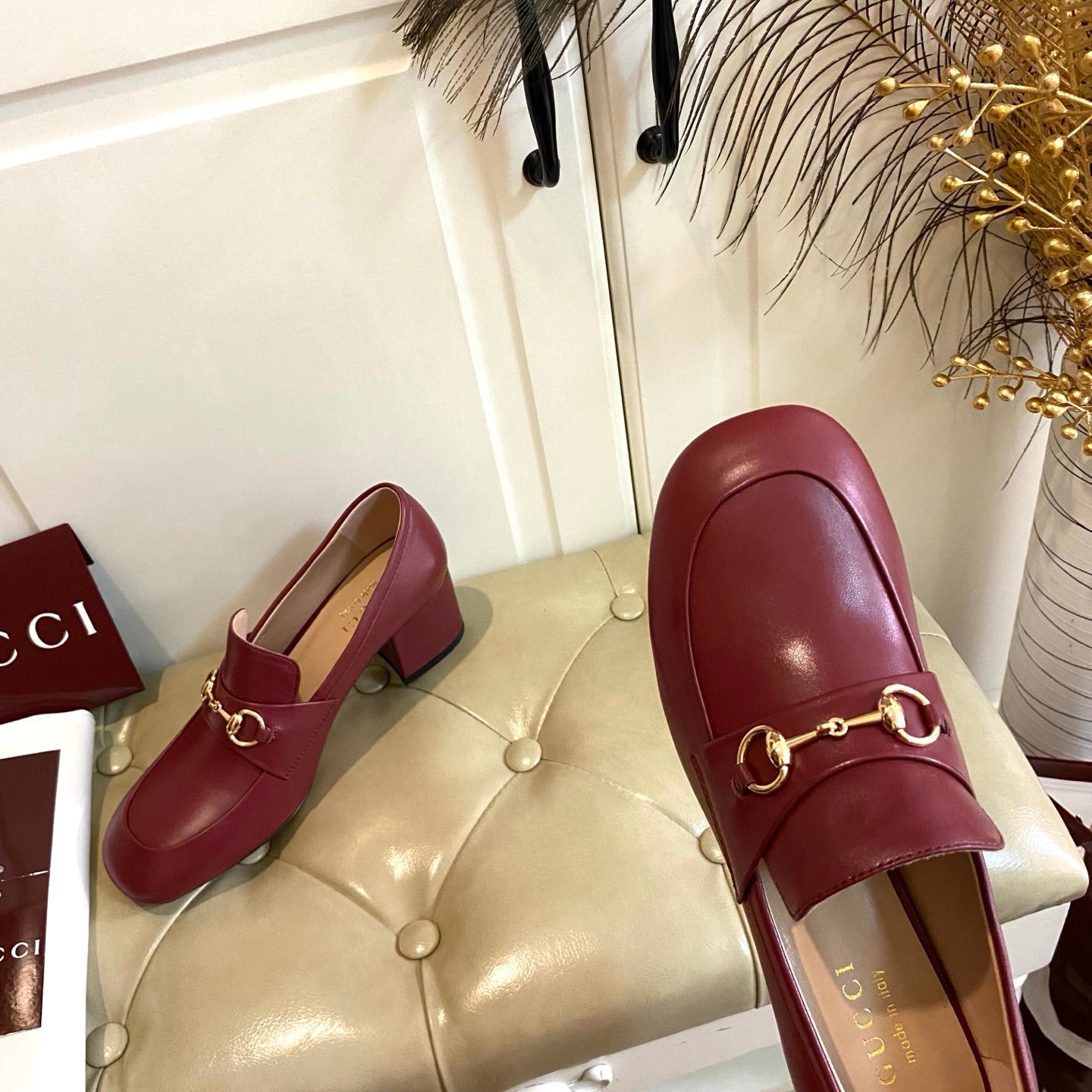 Gucci 26s Horsebit Loafers 55 Mm In Red Smooth Calfskin