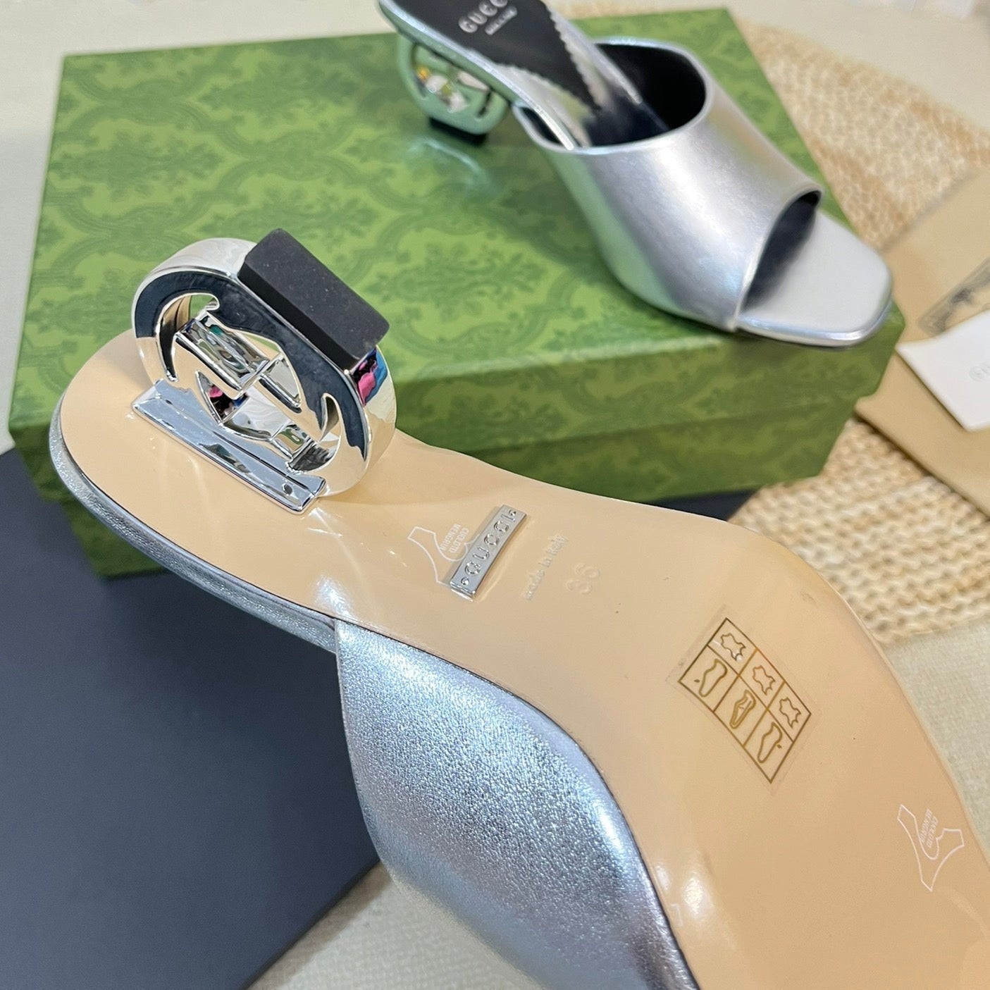 GG Women's Heeled Sandals Silver