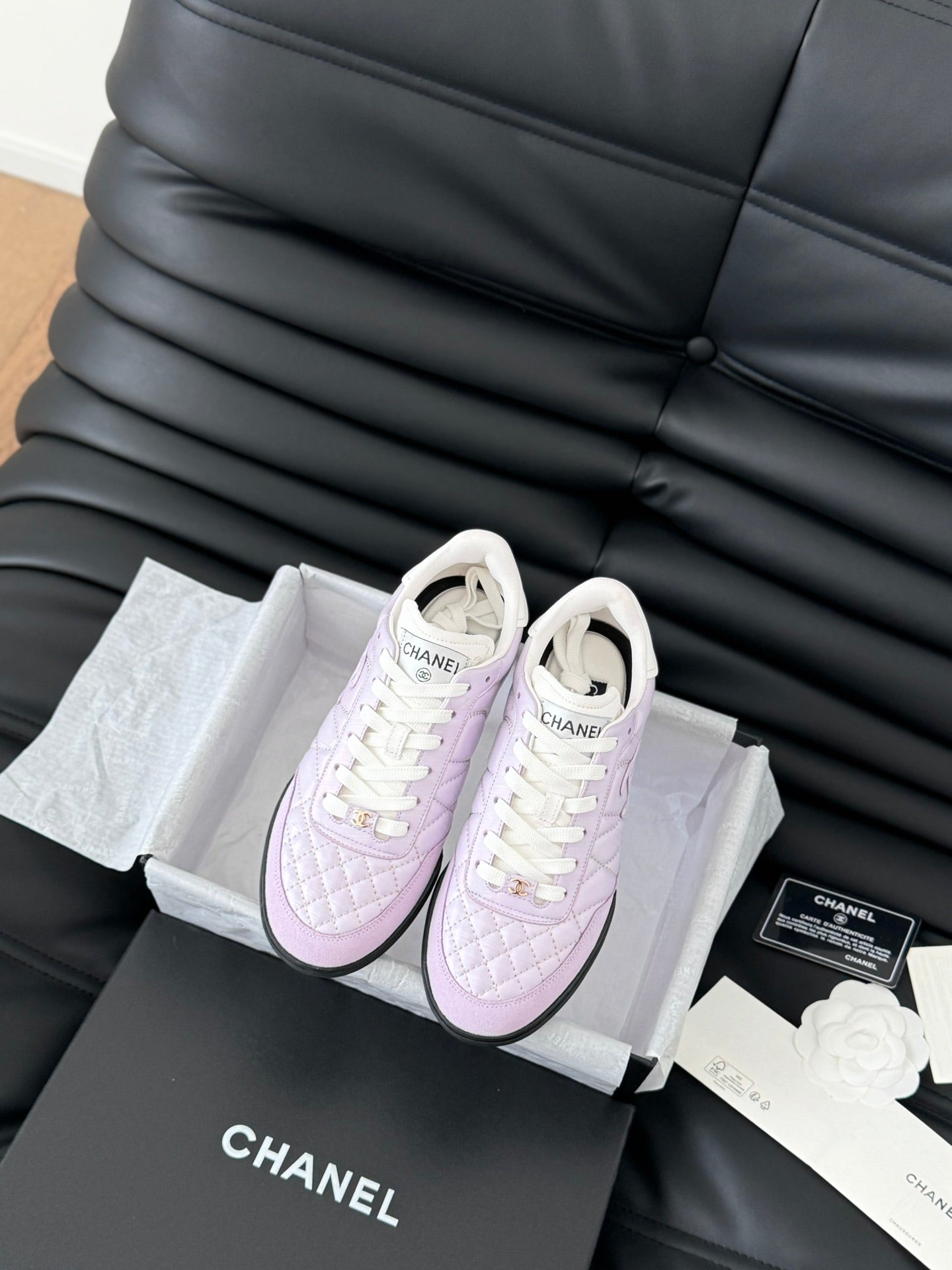 CC SNEAKER IN PALE PURPLE MIX WHITE EMBROIDERED LAMBSKIN