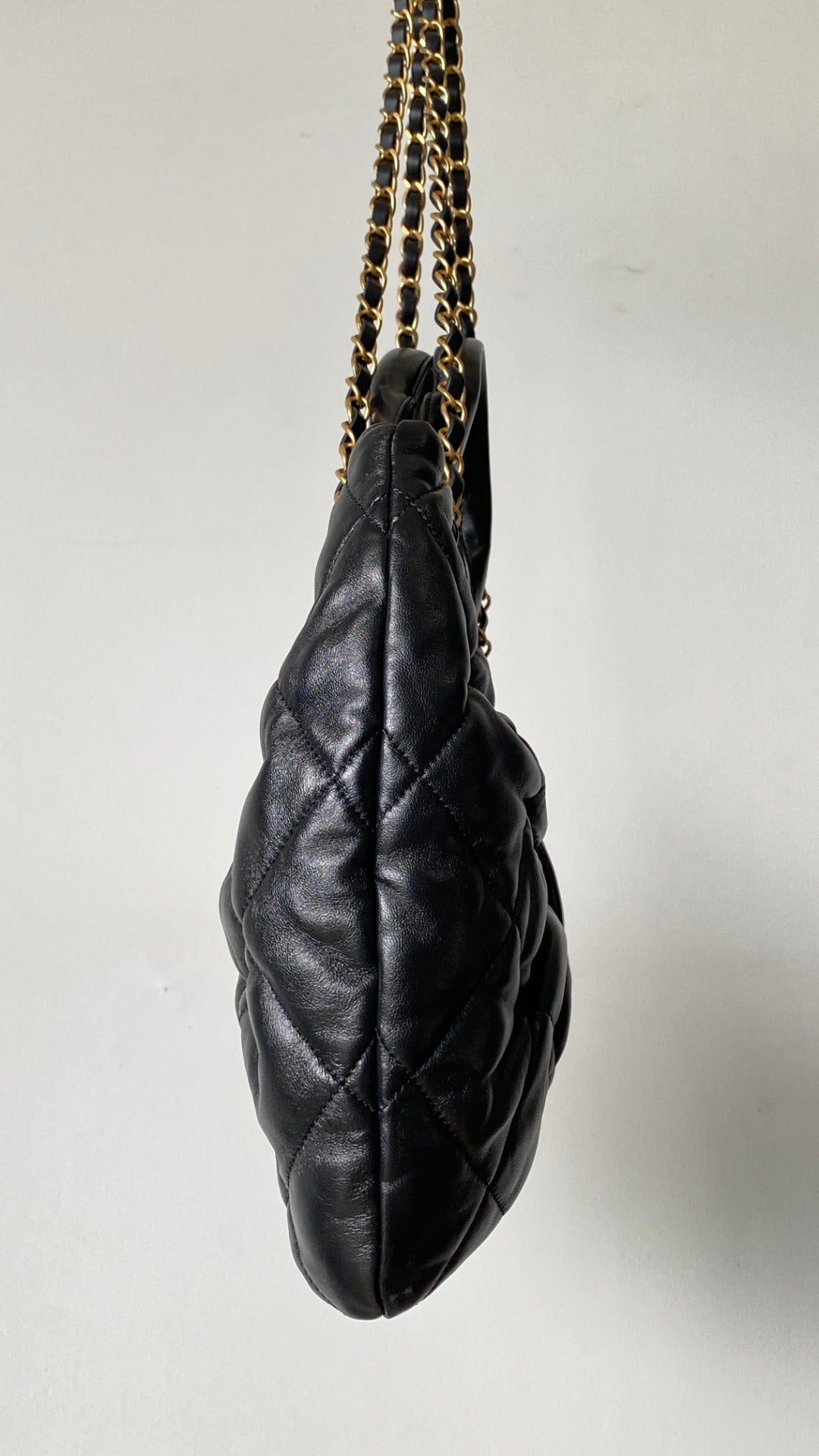 CC 25 AW Mini Bow Bag 38cm Black Shiny Lambskin