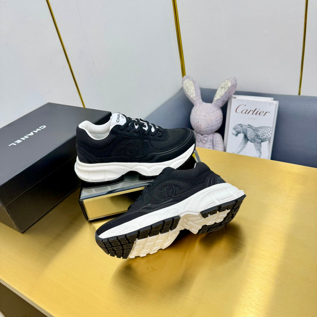 CC Logo Sneakers Black Suede Fabric 927344