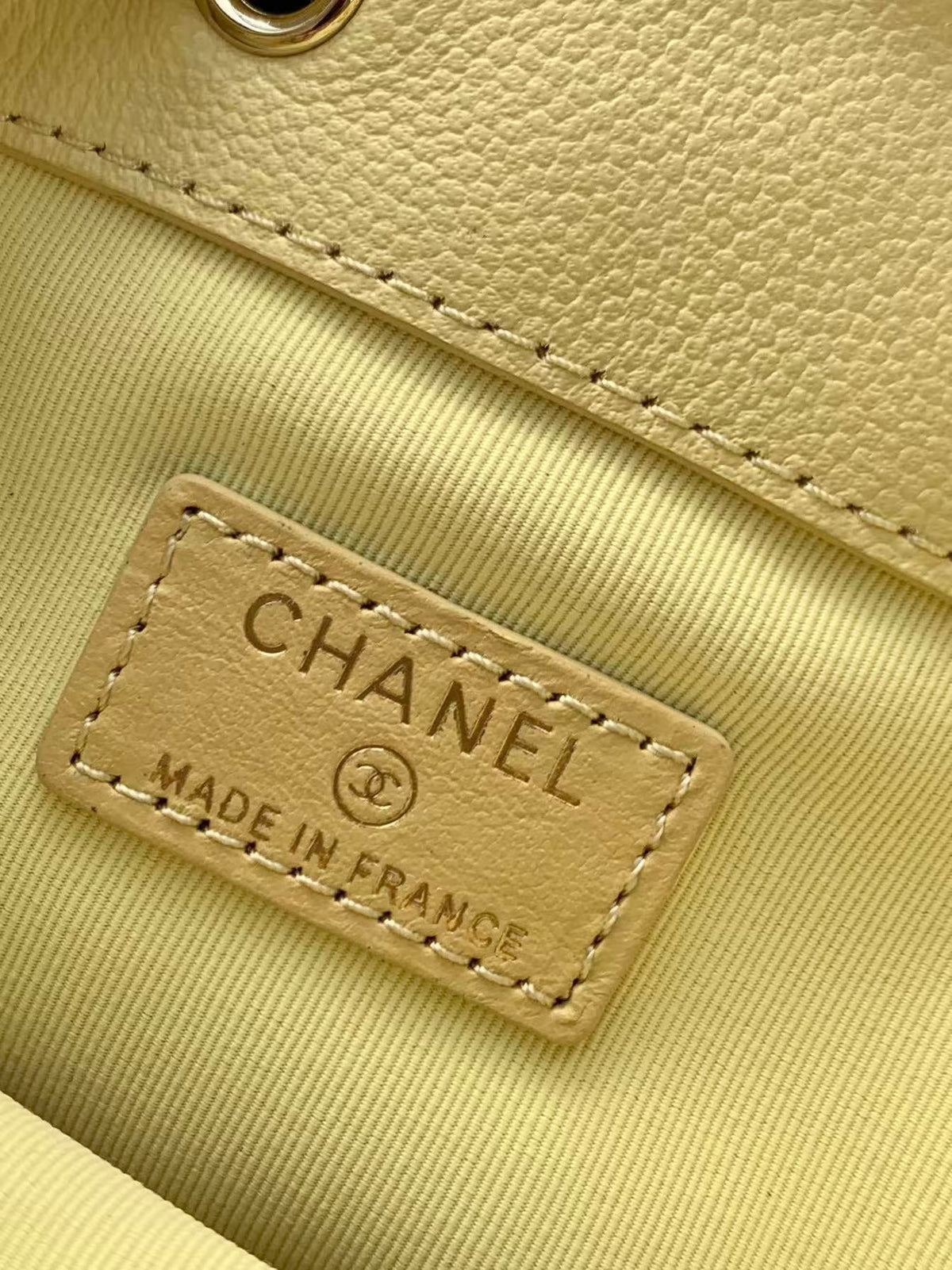 CC Mini Pocket Bucket Bag Light Yellow Caviar Leather Light GHW 269200