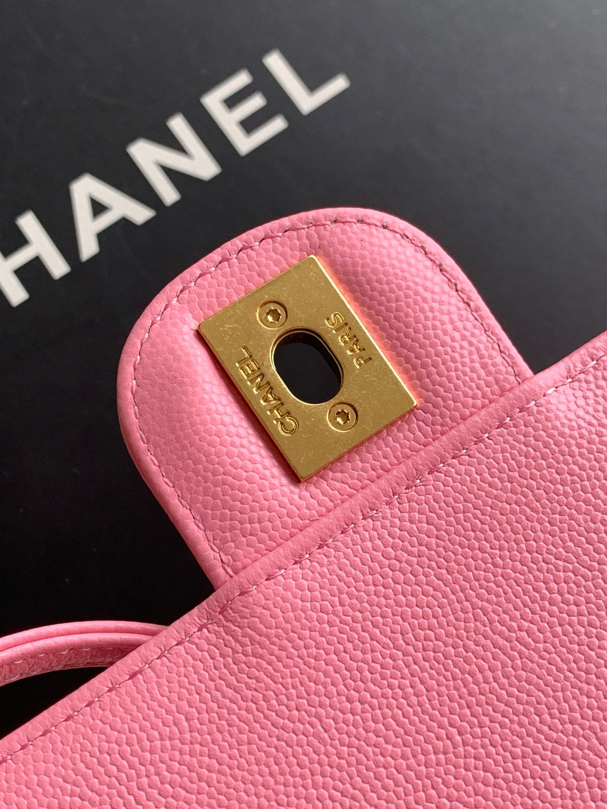 CC 2026 Preppy Coco Bag 22cm Light Pink Caviar Leather Gold Hardware
