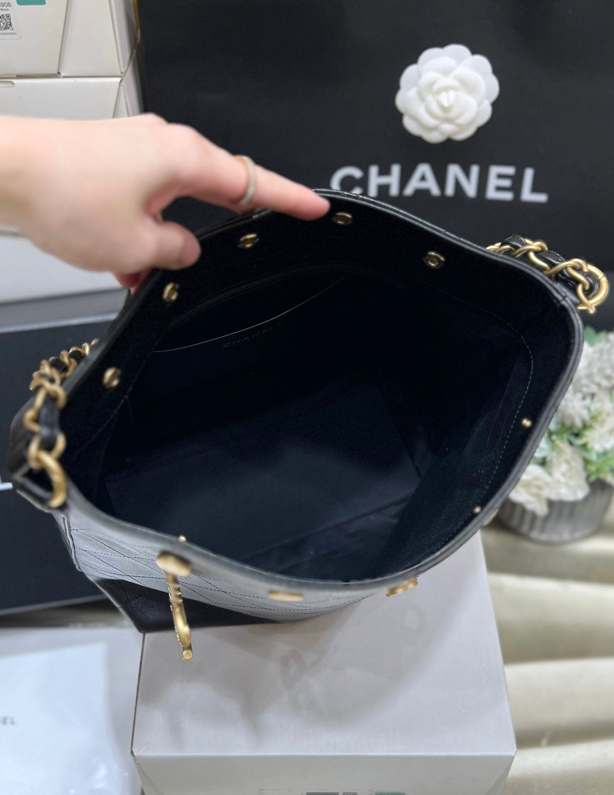 CC AS5406 25P Hobo Bag Black Calfskin 289647