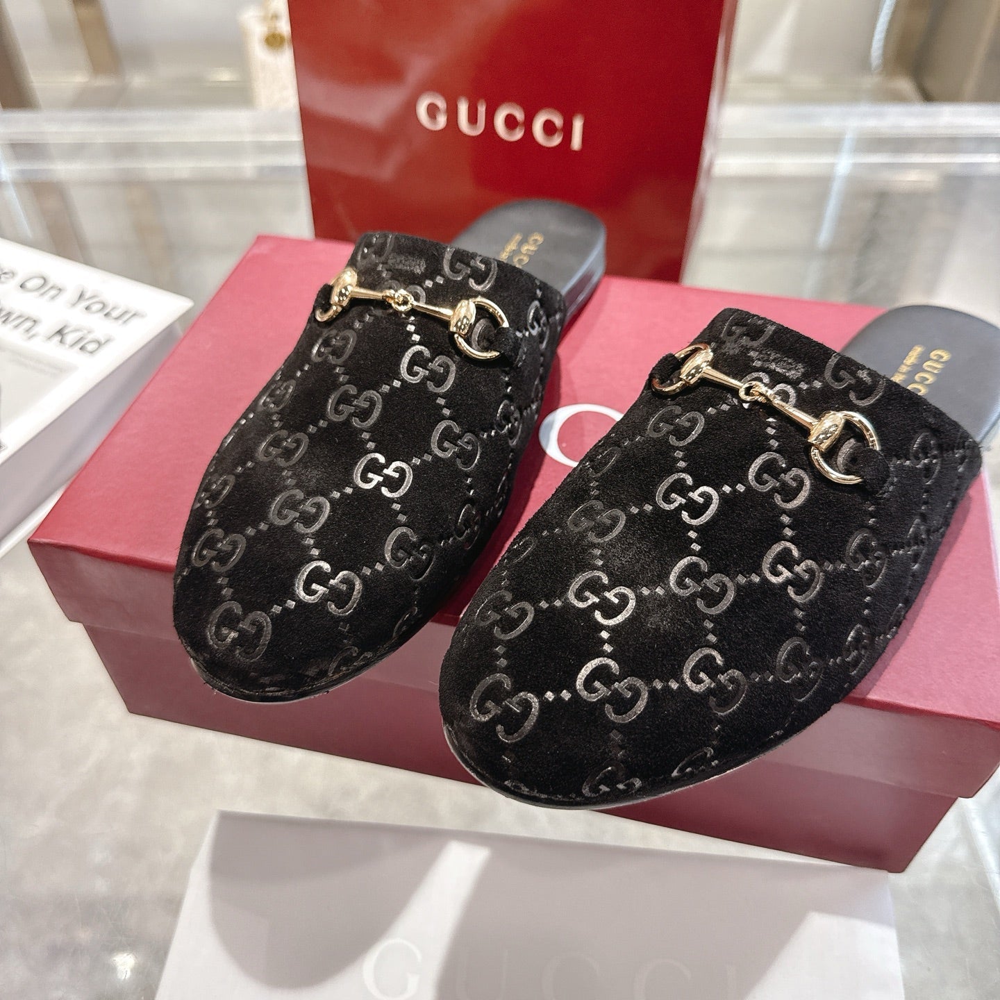 GG 26s Mule With Horsebit Black Suede 664798