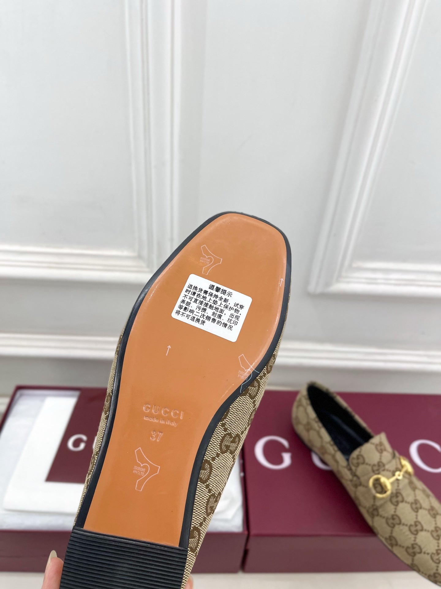 GG 26s Loafer With Horsebit Brown Beige Canvas 640289