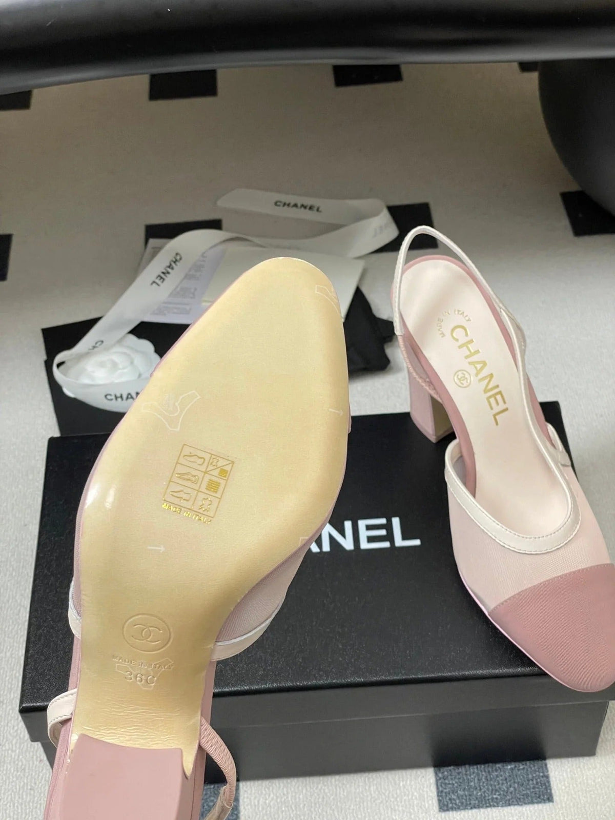 CC 26s Slingback 95 Pink Mesh Fabric Sheepskin 649439